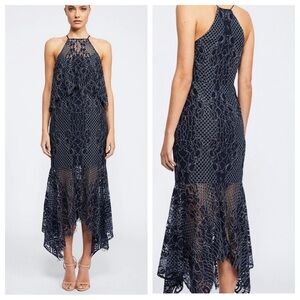 Shona Joy - Lace High Neck Handkerchief Midi Dress